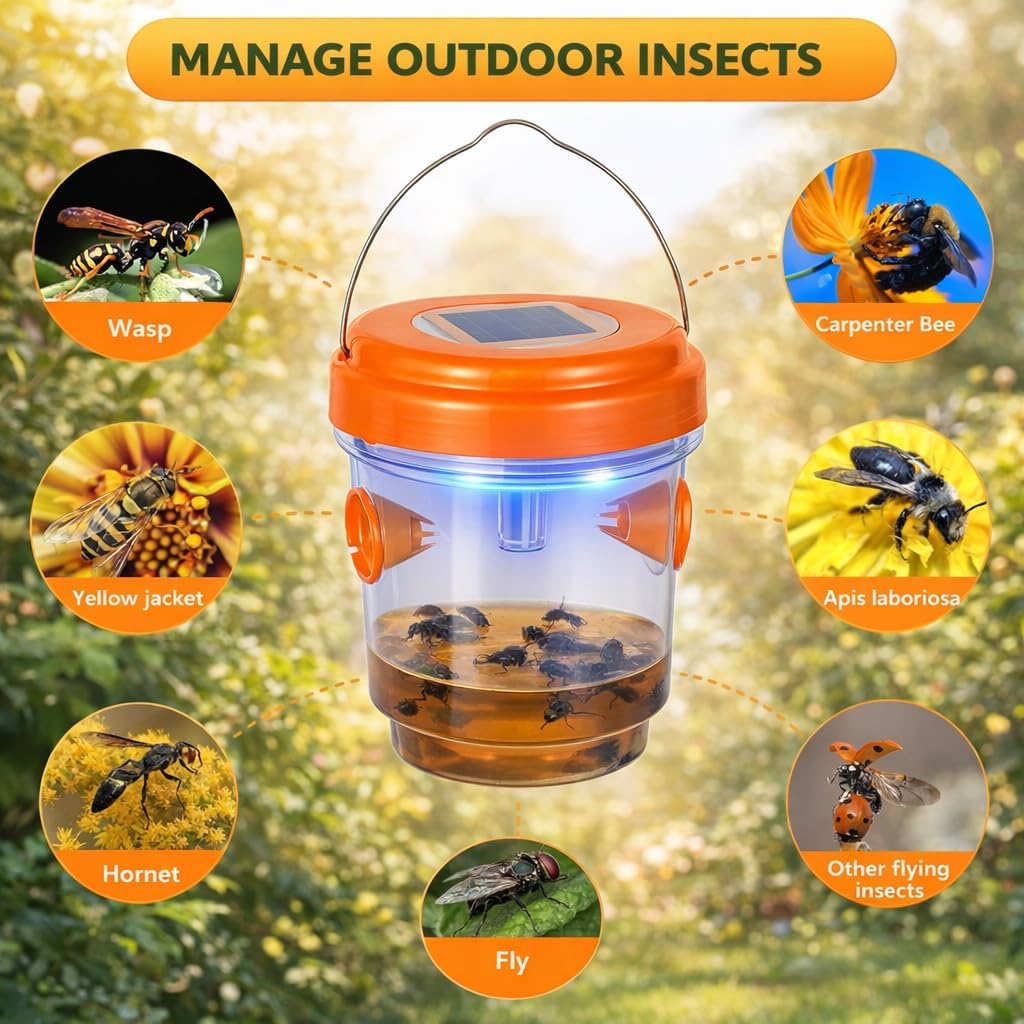 Wasp Traps Outdoor Hanging 2 Pack, Anti-Escape Entry Design, Outdoor for Garden Yard