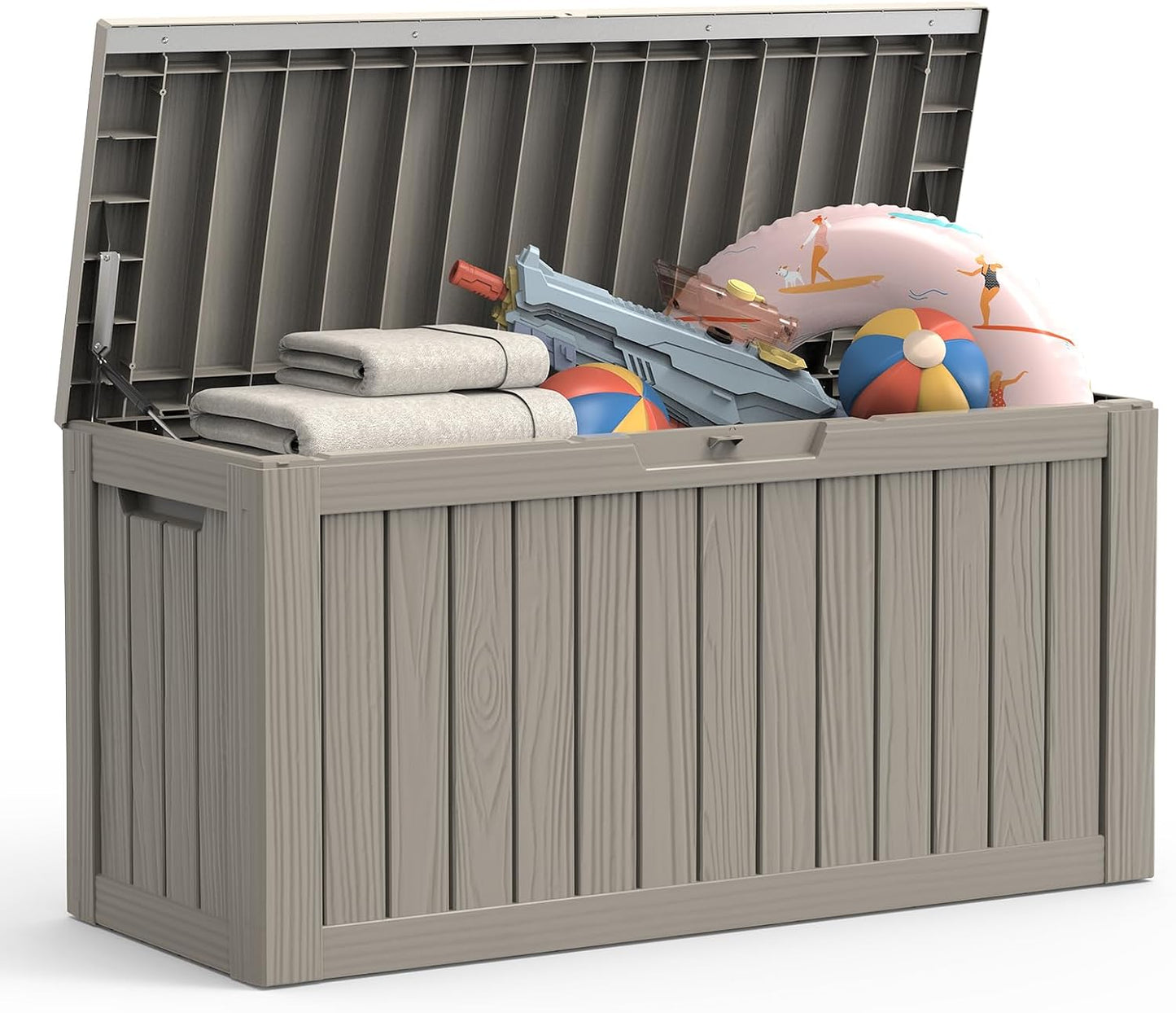 Outdoor Storage Box, 50 Gallon Waterproof Deck Storage Box, Lockable Patio Storage Bins for Package Delivery, Porch, Garden Tool, Cushions, Anti-Theft Weatherproof & UV-Resistant Parcel Drop Box