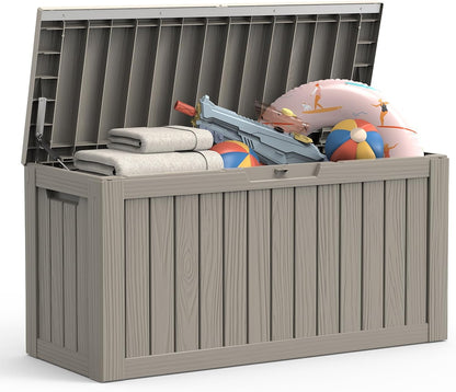 Outdoor Storage Box, 50 Gallon Waterproof Deck Storage Box, Lockable Patio Storage Bins for Package Delivery, Porch, Garden Tool, Cushions, Anti-Theft Weatherproof & UV-Resistant Parcel Drop Box