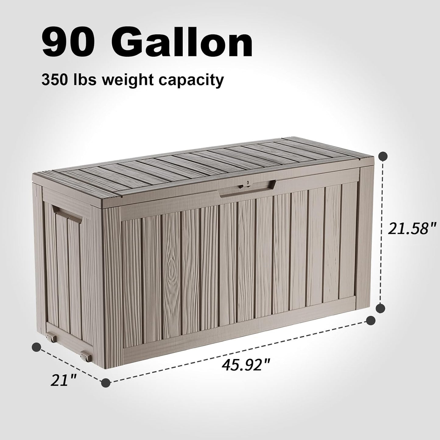 ROJIK 120 Gallon Waterproof Outdoor Deck Storage Box, Lockable Resin Patio Storage Bin with Lid for Garden Tools, Patio Cushions & Outdoor Accessories(Black)