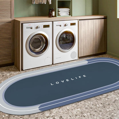 Rubber Bath mats Quick-Drying Non-Slip Bathroom mat Super Absorbent Bath mat Instant Dry Bath mat, Bathroom Rug in Front of The Kitchen Sink, Shower Room, Bathtub, Oval(Grey+16.9x26.7in)