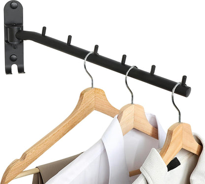 Mooche Swing Clothes Hanger Rack, Garment Racks Folding Clothes Bar Wall Mounted, 180°Rotation Laundry Drying Rack 304 Stainless Steel Space Saving for Laundry Room Bedroom Balcony, 9.45" Long