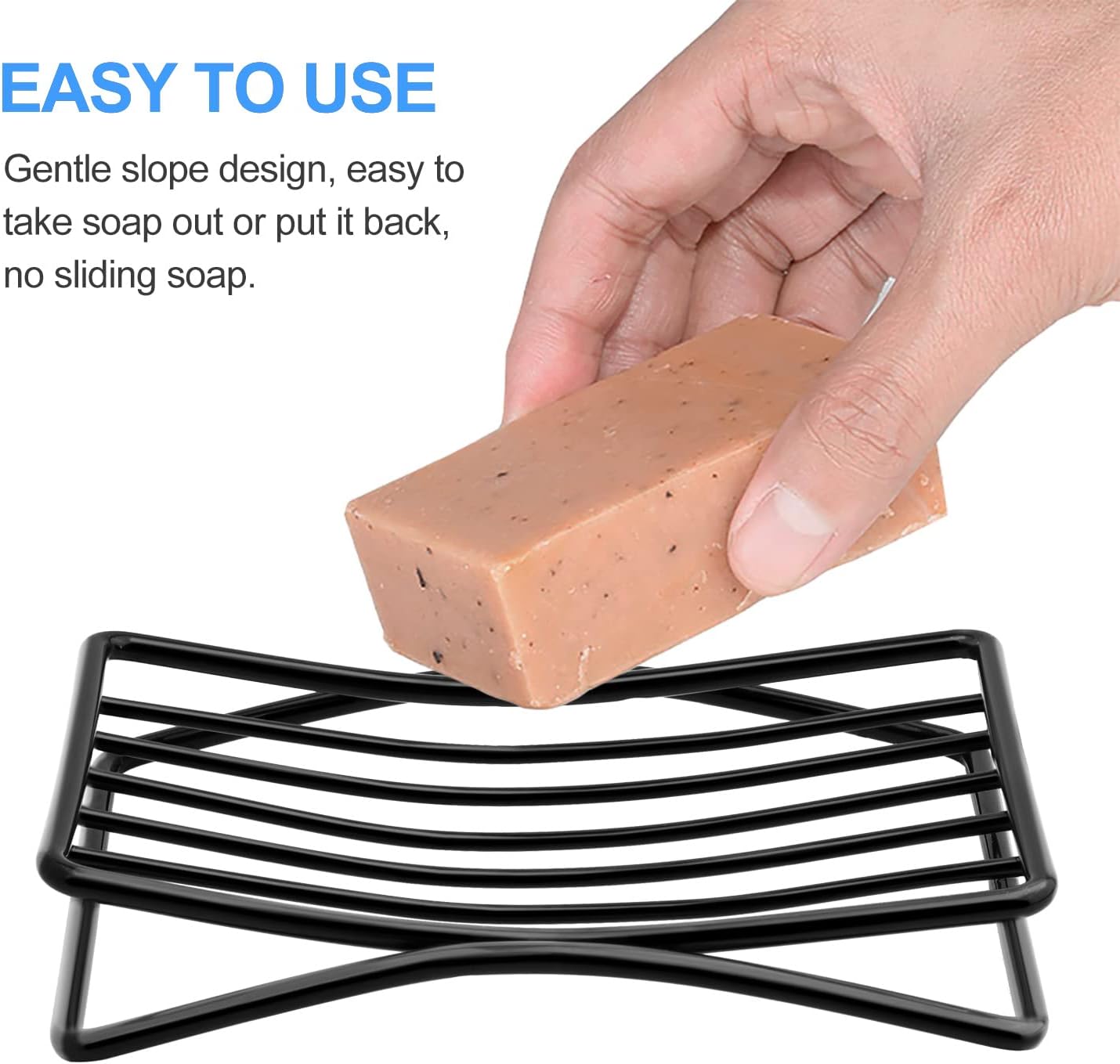 Soap Dish, Stainless Steel Bar Soap Holder for Shower, Self Draining Stand Soap Saver for Bathroom, Kicthen Sink and Countertop, Chrome 1-Pack