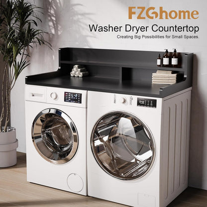 Washer Dryer Countertop, 54" x 27.55" 2-Tier Washer Dryer Topper with Edge, for Laundry Room Organization Whisper White