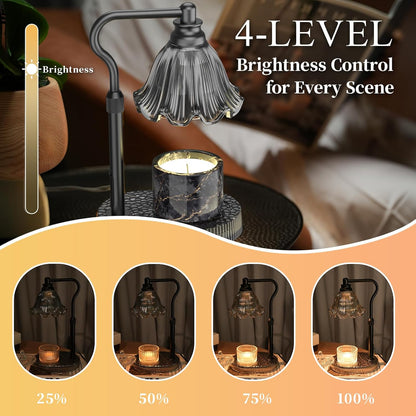 Candle Warmer Lamp with Adjustable Height - Flameless 4-Level Dimmable Wax Warmer, Timer Function & Stylish Design in Multiple Colors (Green)