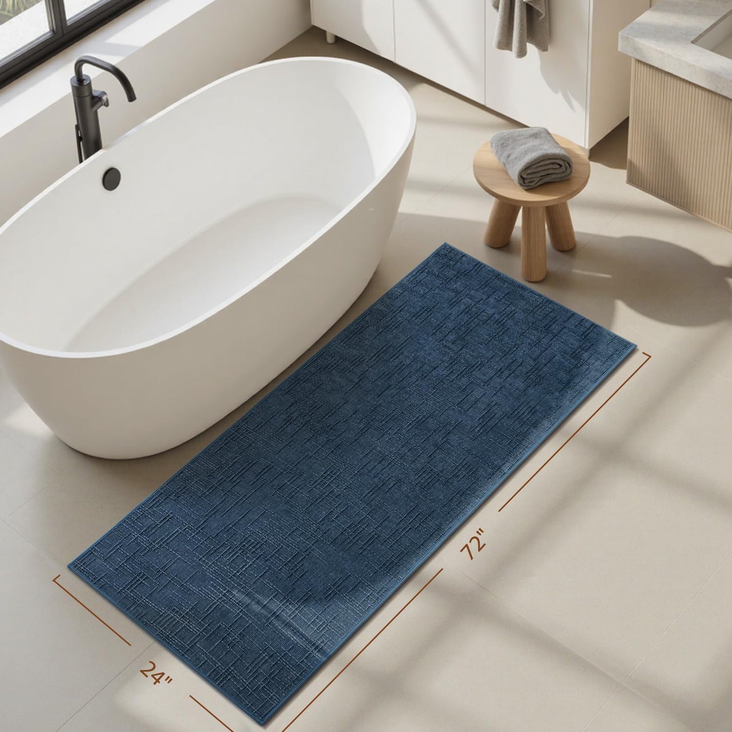 AMOAMI Bath Mat Non Slip Super Absorbent Quick Dry Bath Mats for Bathroom Floor Rubber Backing Washable Bathroom Rugs Modern Woven Jacquard Mat, Beside Tub Bath Rugs, 17" x 24", LightGrey