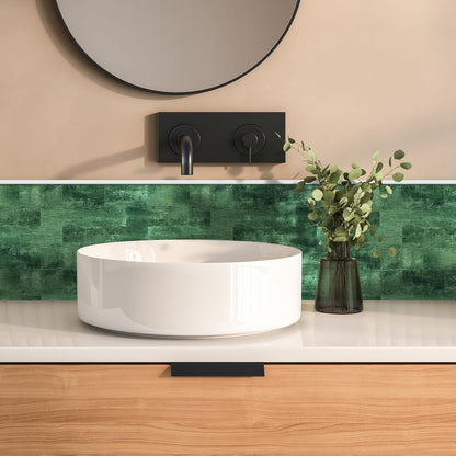 10- Sheet Polished White Peel and Stick Backsplash, 12’’Luxury PVC Ceramic Look Self Stick Subway Tiles, Waterproof Peel and Stick Wall Tiles for Kitchen and Bathrrom