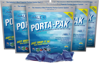 Walex Porta-Pak Black Holding Tank Deodorizer & Portion Control System Drop-Ins - Rapid Breakdown of Waste & Paper, Odor Prevention, Cleans Tank & Sensors - Lavender Breeze, 10-Pack