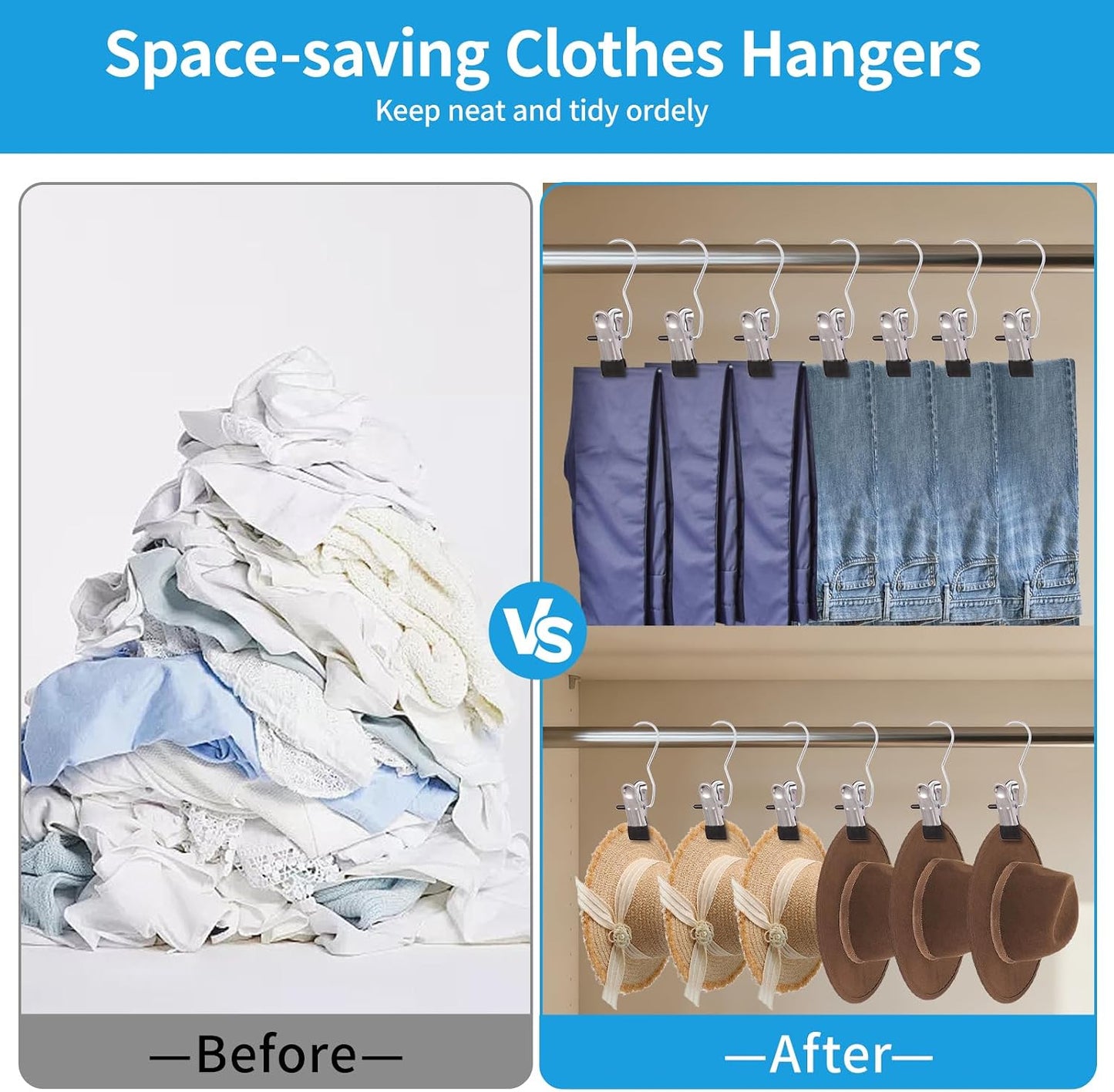 30 Pack Heavy Hanger Clips for Closet, Laundry Hooks Hanging Clips with, Clothespin for Clothes Pants,Clothes Pins Multi-Purpose Clip Big Hangers & Pants Clip Hangers for Hats Socks Towels Travel