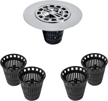 Danco Snap-in Shower Drain Cover with in-Drain Hair Catcher, 4-1/4" Round, White Strainer, (10533)