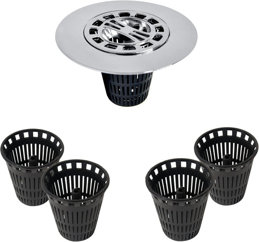 Danco Snap-in Shower Drain Cover with in-Drain Hair Catcher, 4-1/4" Round, White Strainer, (10533)