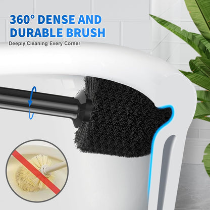LOVLOY Toilet Plunger and Brush, Bowl Brush and Heavy Duty Toilet Plunger Set with Ventilated Holder, 2-in-1 Toilet Brush and Plunger Combo for 5.3-inch Toilet Drain Bathroom Cleaning (Black)