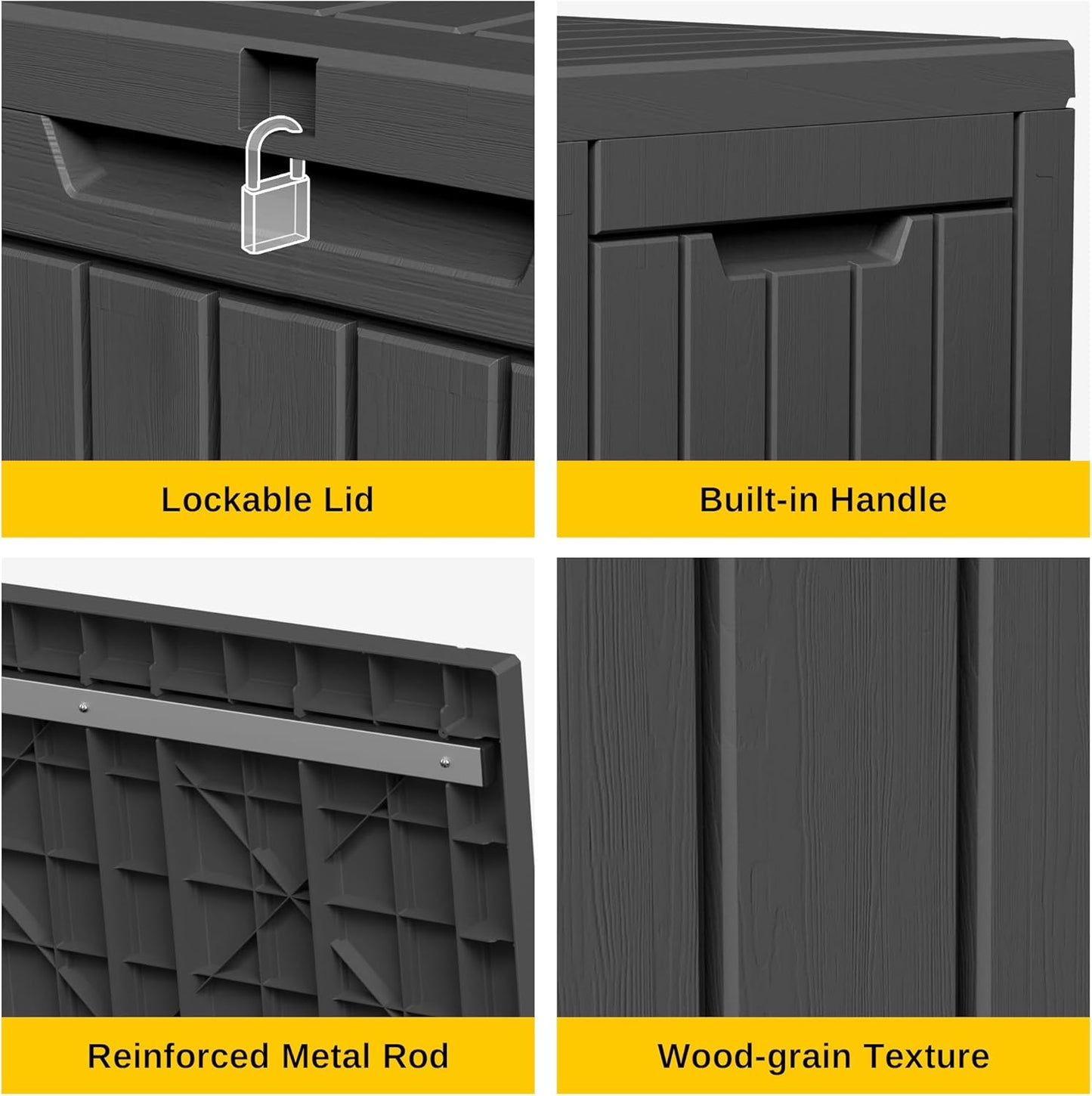 EAST OAK Outdoor Storage Box, 31 Gallon Deck Box Indoor and Outdoor Use, Waterproof Resin Storage Bin for Package Delivery, Patio Cushions, Gardening Tools, Lockable, UV Resistant, Grey