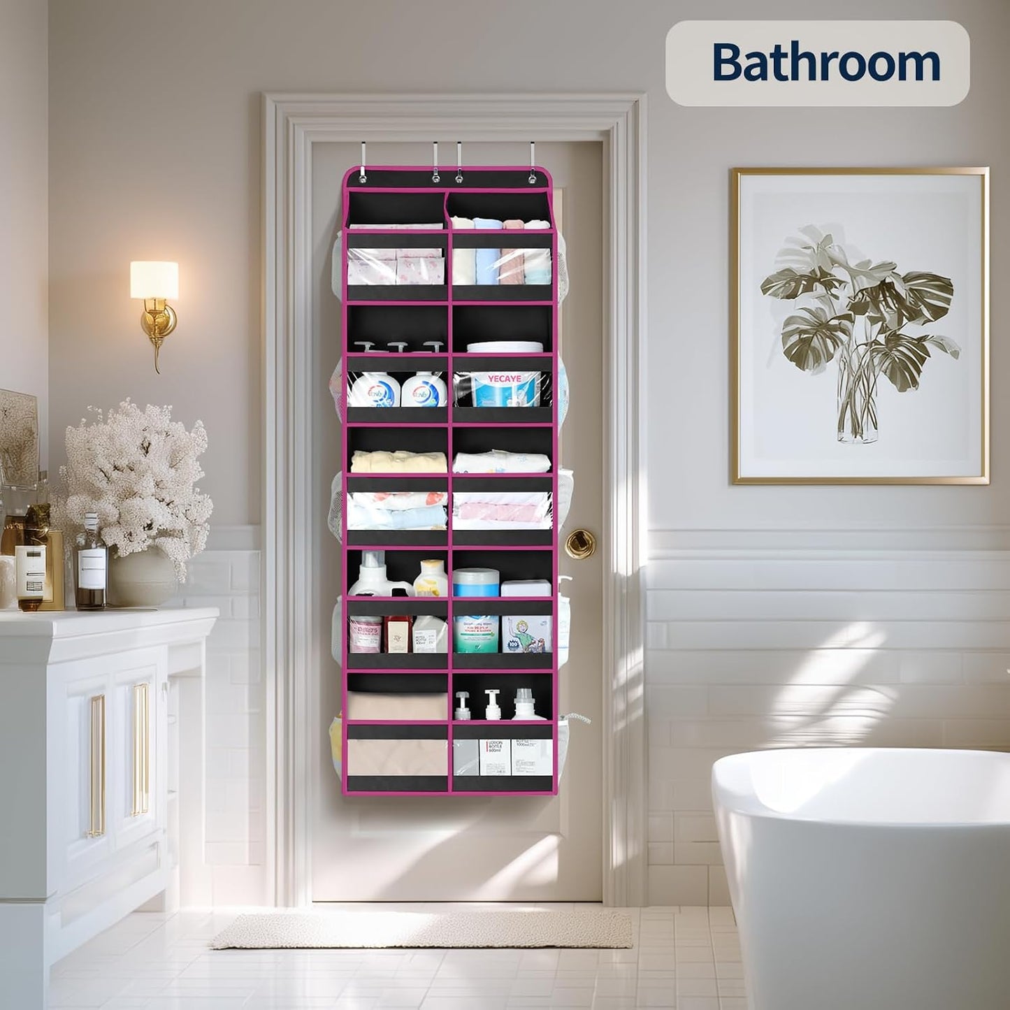 Yecaye 5-Tier Over The Door Organizer Dual-Column, 80lbs Load Over The Door Storage of 10 Compartments, Heavy Duty Door Organizer Hanging for Bedroom Closet Dorm Bathroom Pantry, Grey 1 Pack