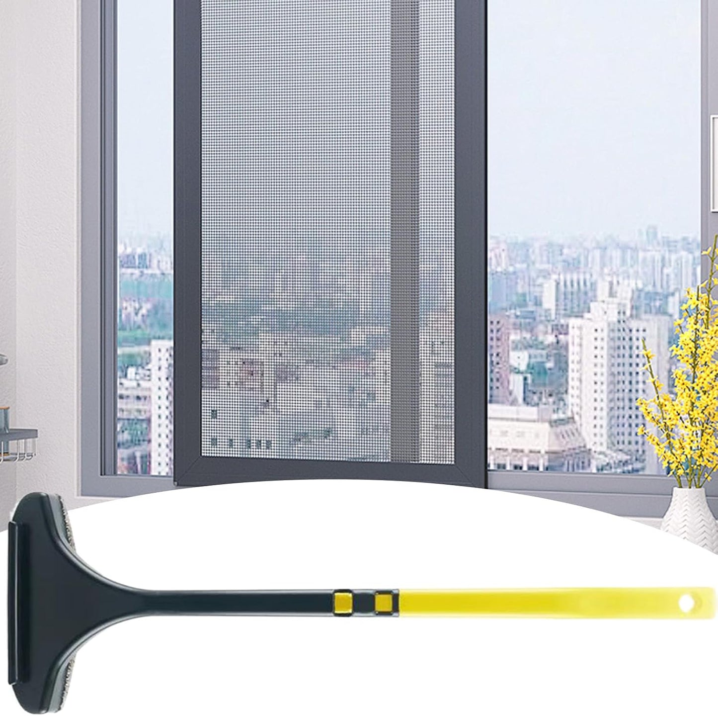 Glass Shine Brush - Window Screen Cleaner, Mirror Scrubbing Tool, Function Cleaner, Compact Dust Remover | 2 in 1 Cleaning Accessory, Perfect for Bedroom Bathroom Kitchen Household Use