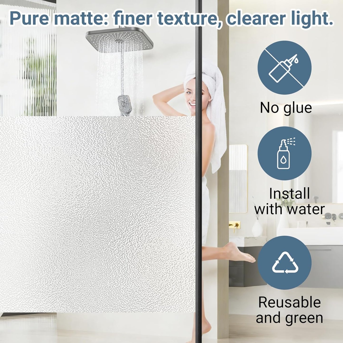 Lovepea Pure Frosted Glass Window Privacy Film 24 Hour Two Way Privacy, Removable, Static Cling, Ideal for Privacy scenarios Such as Home Office Doors and Windows (17.5 x 78.7 Inch)