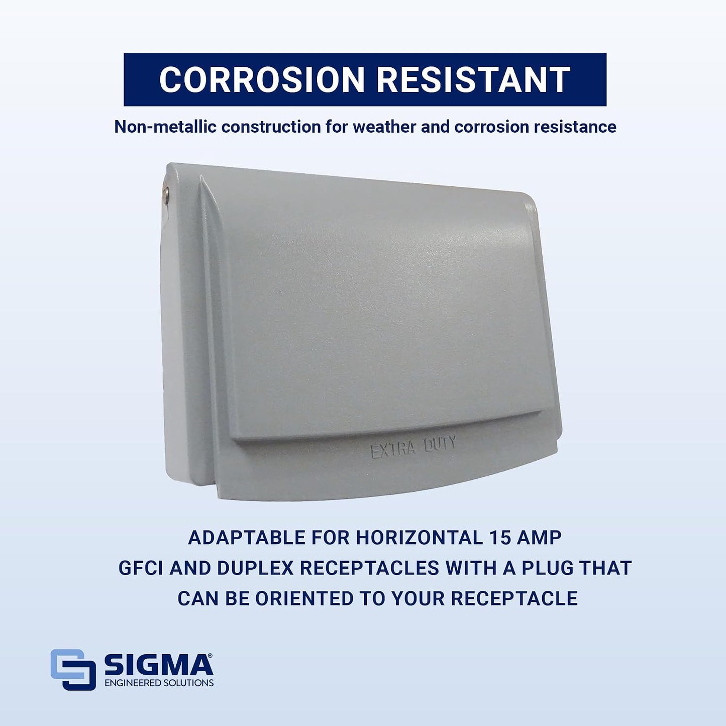 Sigma 14441 Weatherproof Slimline WIU Horizontal Receptacle Cover, Gray