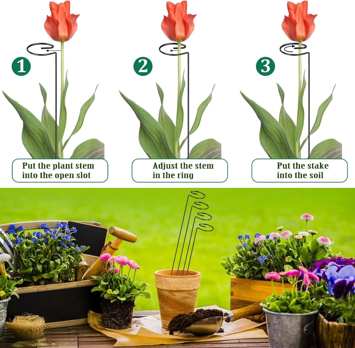 24 Inch 20 Packs Plant Stakes,Plant Supports for Outdoor Plants,Garden Single Stemmed Plant Support Stakes for Gardening,Flowers,Orchid,Peony Lily Rose