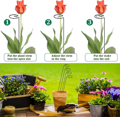 24 Inch 20 Packs Plant Stakes,Plant Supports for Outdoor Plants,Garden Single Stemmed Plant Support Stakes for Gardening,Flowers,Orchid,Peony Lily Rose