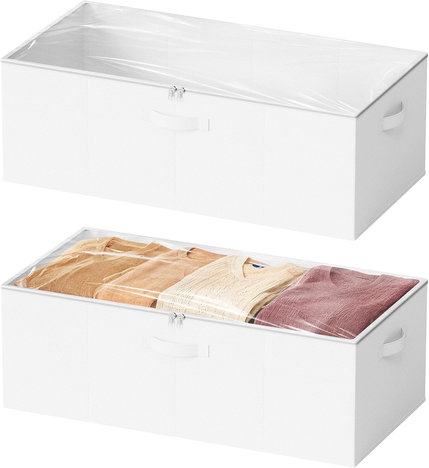 SpaceAid 2 Pack 10" High Under Bed Storage Containers, Large Underbed Storage Organizer Bins with Lids for Bedroom, Dorm, Clothes, Closet Organization, Bed Sheets and Blankets (Gray)
