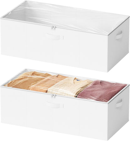 SpaceAid 2 Pack 10" High Under Bed Storage Containers, Large Underbed Storage Organizer Bins with Lids for Bedroom, Dorm, Clothes, Closet Organization, Bed Sheets and Blankets (Gray)