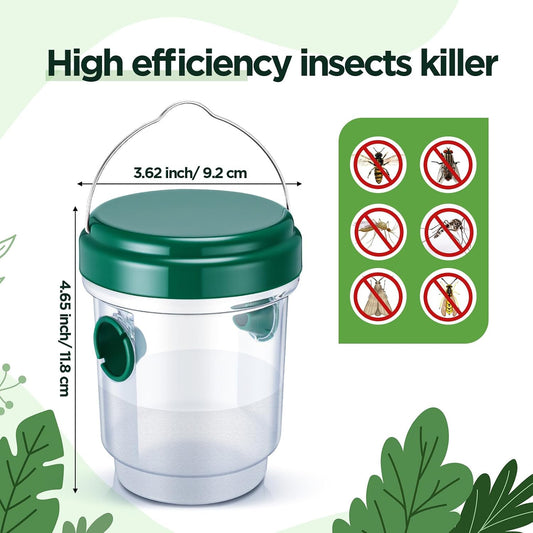 Qualirey 6 Pcs Wasp Traps for Outdoors Wasp Killer Hanging Bee Traps Reusable Fly Bee Killer for Indoor Outdoor Patio Garden Home (Green)
