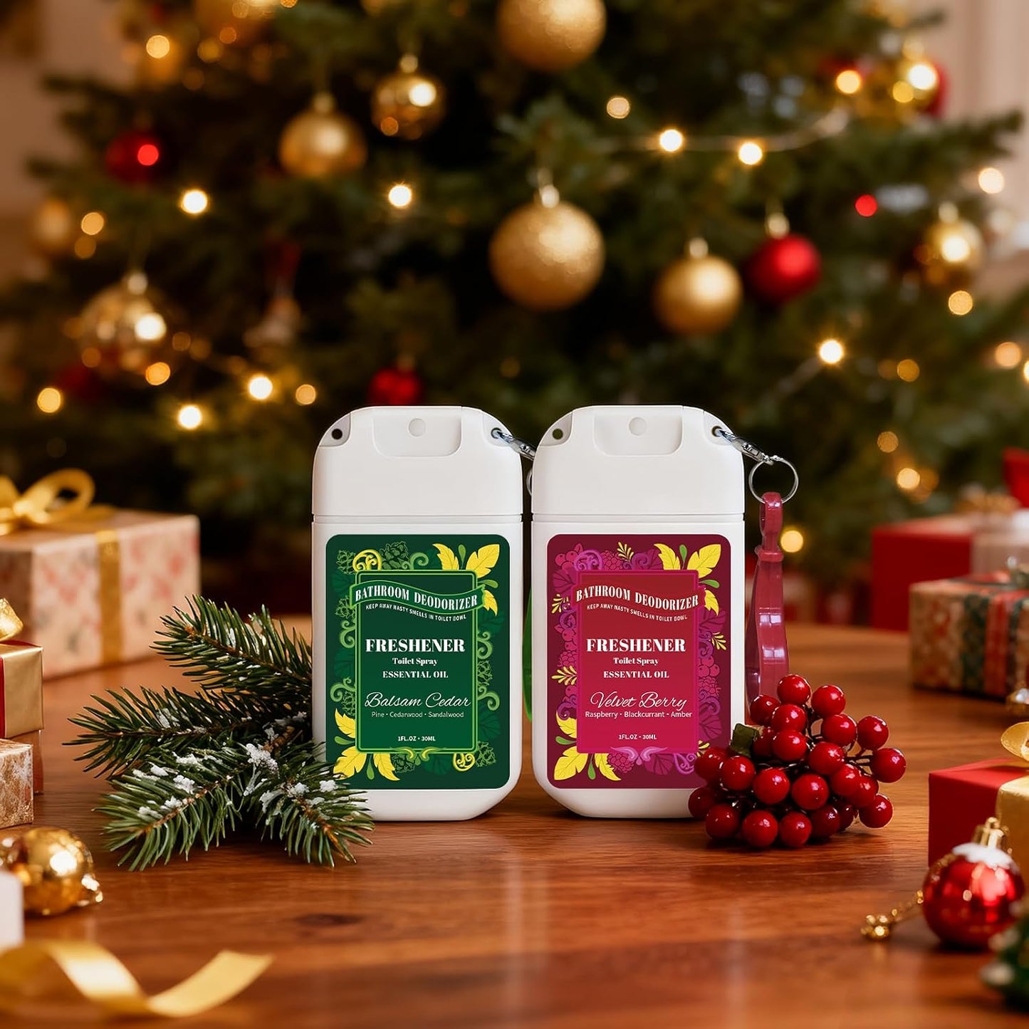 Pocket Size Toilet Spray for Poop, 2 Pack Lemon Scent, Bathroom Odor Eliminator with Removable Hook,Travel Essentials Variety