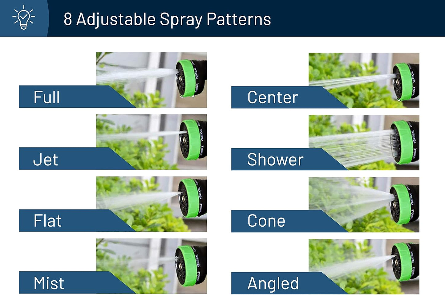 RoyalHouse Garden Hose Nozzle, 8 Adjustable Spray Patterns, High-Pressure Washer Nozzle, Heavy Duty Hose Head, Watering Lawn and Garden, Washing Cars, Bathing Dogs & Cats