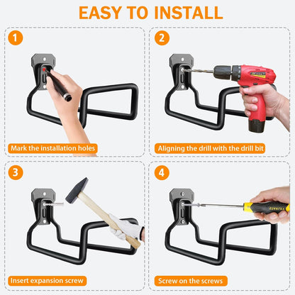 Hose Holder Wall Mount, Heavy Duty Hose Hanger for Outside Metal Hook for Water Hoses Outdoor Organizer Study Rack for Garden Hoses, 2 Pack