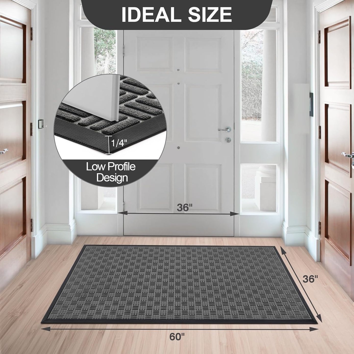 Mibao Front Door Mat, Heavy Duty Durable Welcome Mat for Outdoor Indoor, Dirt Trapper Waterproof Super Absorbent Door Mat for Entryway Outside Patio Porch, 29.5" x 17", Grey