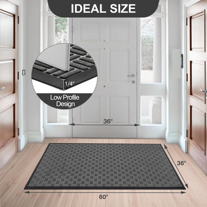 Mibao Front Door Mat, Heavy Duty Durable Welcome Mat for Outdoor Indoor, Dirt Trapper Waterproof Super Absorbent Door Mat for Entryway Outside Patio Porch, 29.5" x 17", Grey