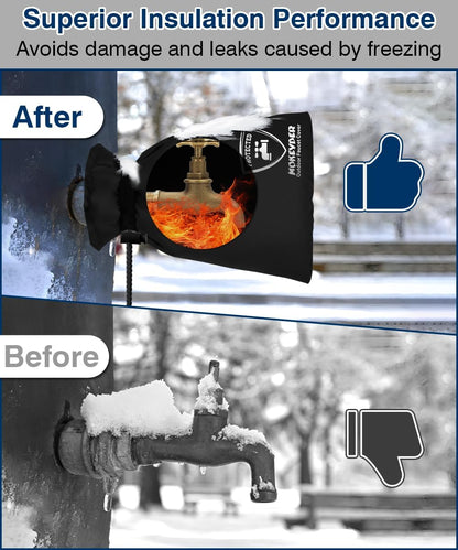 Enlarge Outdoor Faucet Cover for Winter Freeze Protection, 13” W x 25" H Hose Bib Covers Socks for Garden Lawn Faucets & Yard Hydrant, Reusable Long Insulated Spigot Cover, Black, 1 Pack