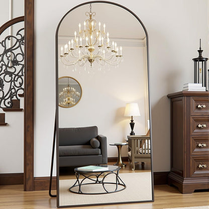 Prywot Arched Full Length Mirror, 70"x26" Free Standing Floor Mirror, Modern Full Body Mirrors with Stand, Wall Mirrors with Aluminum Alloy Frame for Bedroom,Living Room, Gold