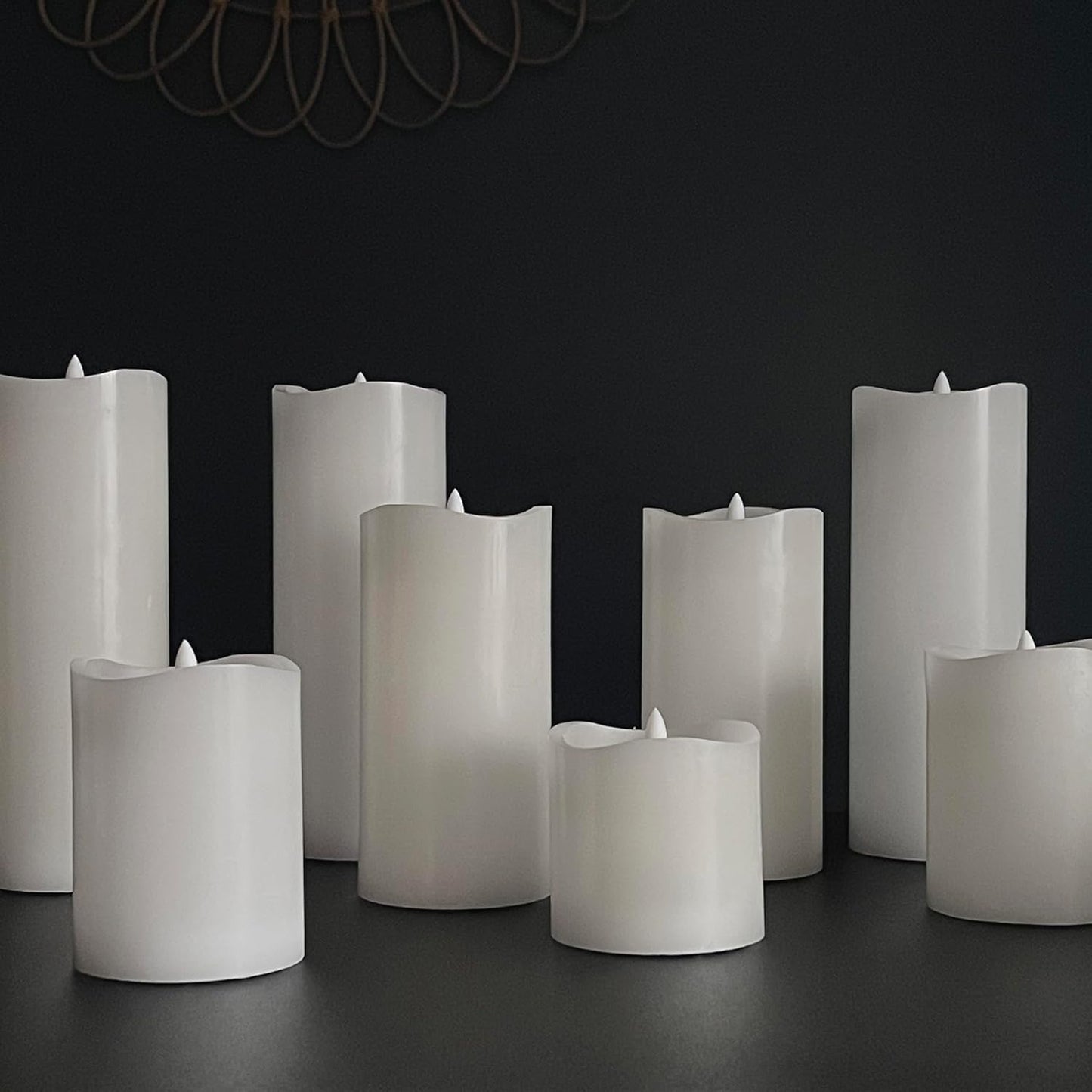 Stonebriar 3 Pack White Real Wax Assorted Size Flameless LED Pillar Candles with Remote and Timer