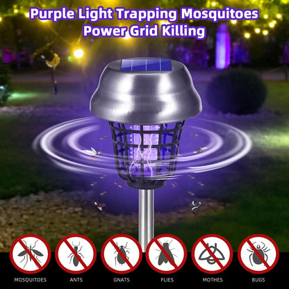 Solar Bug Zapper Outdoor Waterproof Mosquito Repellent Outdoor Patio Mosquito Trap & Killer for Backyard, Farm, Garden, 2026 Solar Powered Fly Zapper for Small Flying Insect, Gnats, Flies, Moths(4)