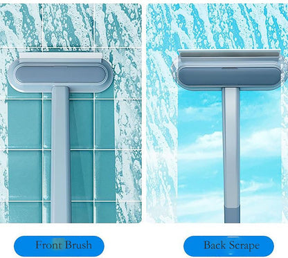 Screen Window Brush, 17.5 Inch x 7.1 Inch Blue Plastic Handle Two-Sided Mesh Cleaner Tool for Glass, Ceramic Tile and Screen Window (1)