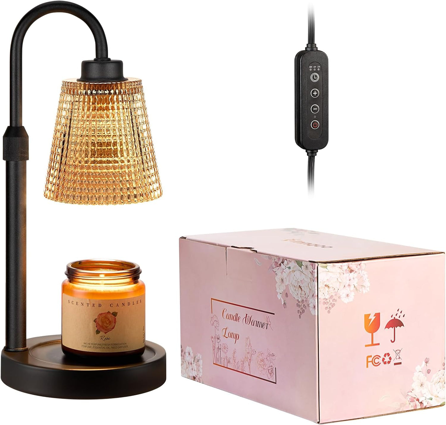 Innqoo Candle Warmer Lamp with Timer, Dimmable Candle Warmer for Jar Candles, Height Adjustable Wax Melts Warmer, Birthday Gifts for Women Mom, House Warming Gifts New Home Decor