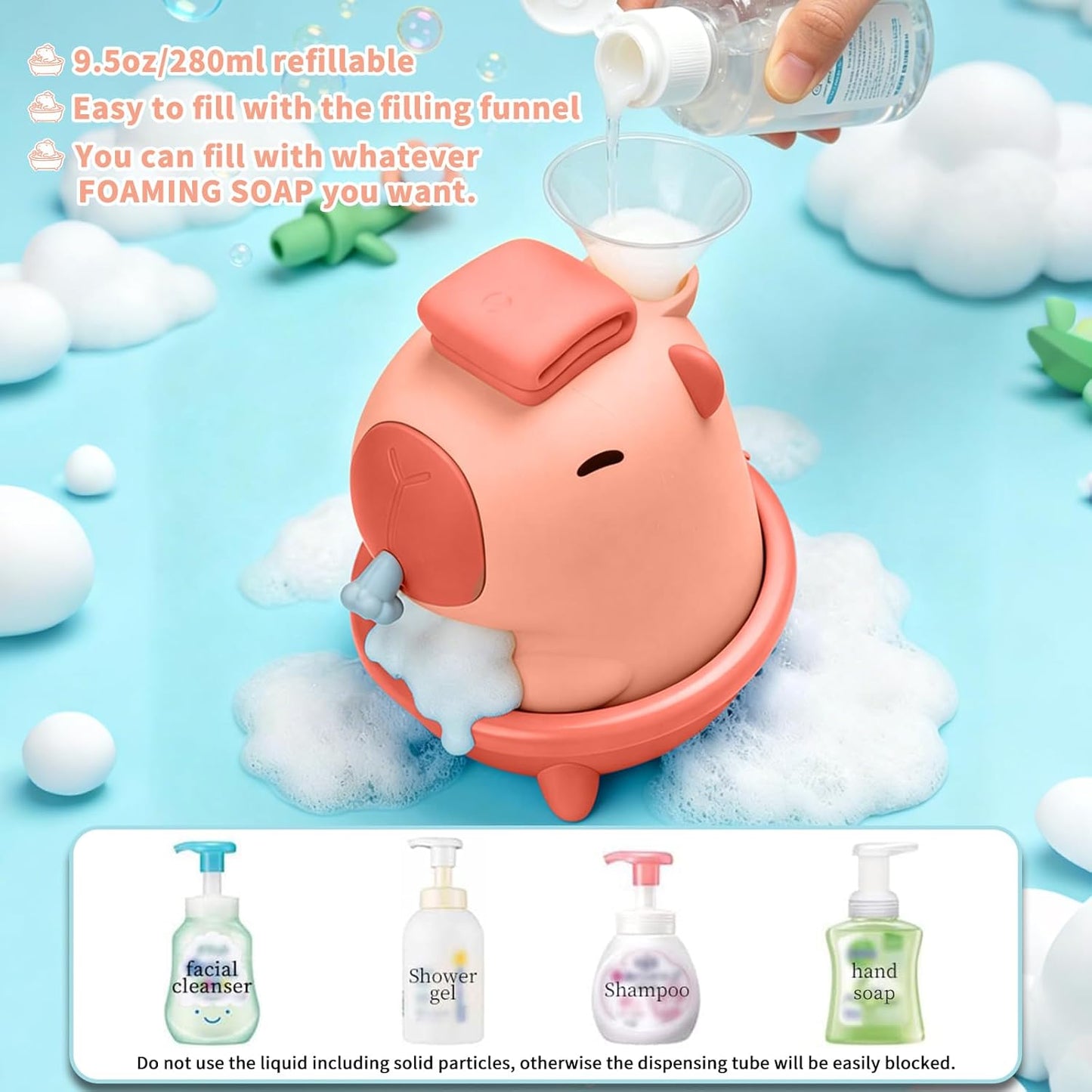 Kids Automatic Soap Dispenser - Cute Duck Touchless Foaming Hand Soap Dispenser, Waterproof USB Rechargeable, Hand- Free Shampoo Dispensers for Bathroom, Kitchen Countertop, Preschool