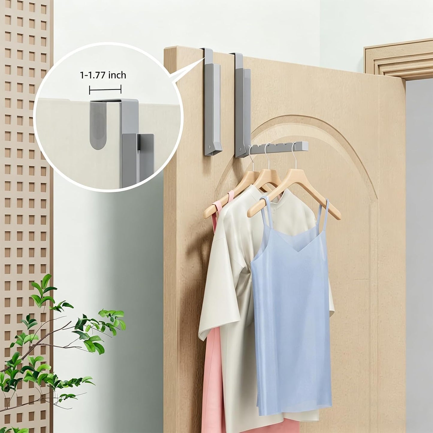 2 Pack Over The Door Hanger Folding Clothes Drying Rack, Folding Hanging Coat Rack for Indoor Laundry Room Compact Small Space Foldable Portable Clothing Hanger Hook Collapsible (Wihte-2(Upgraded))