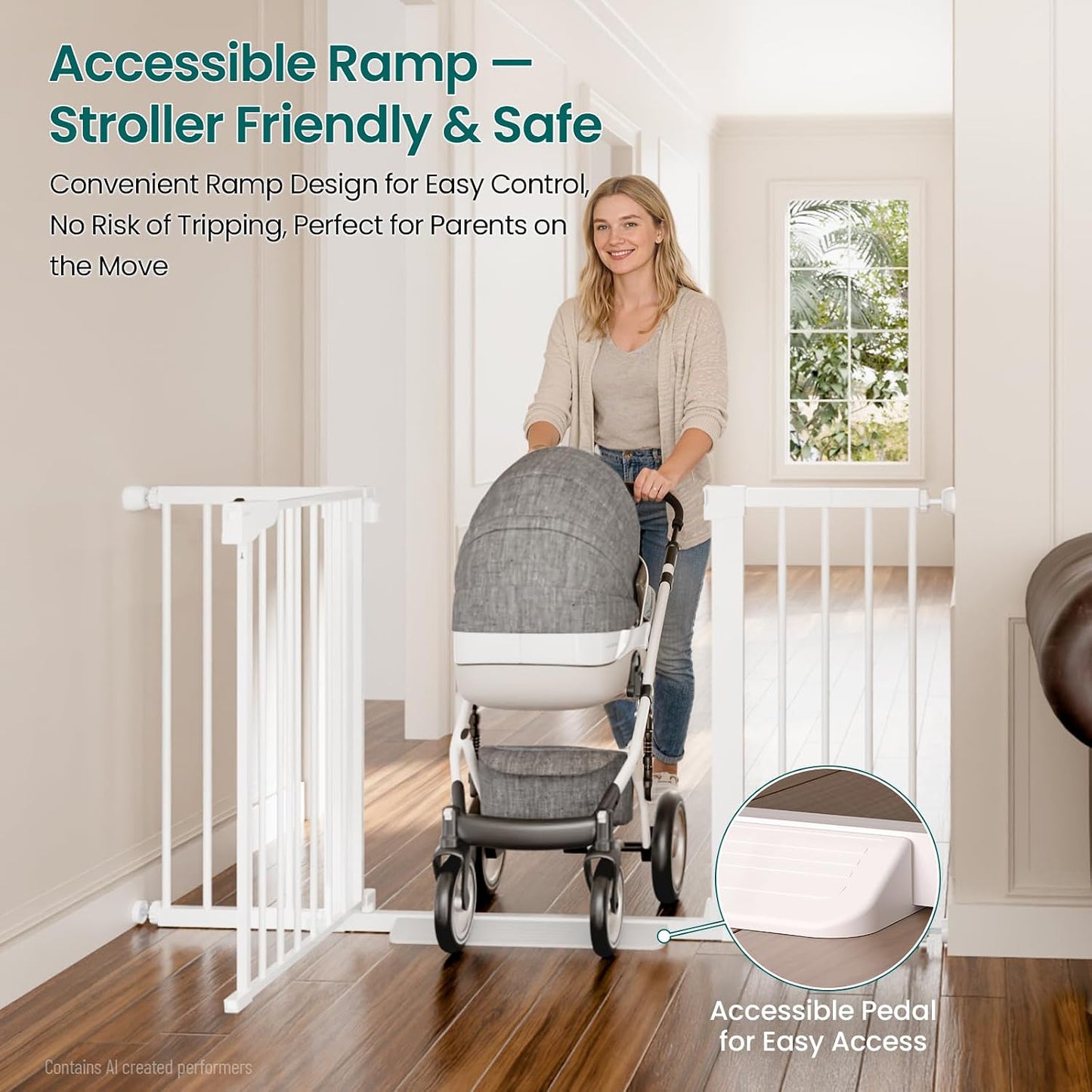 Cumbor 30-46" Baby Gate for Stairs, Mom's Choice Awards Winner-Auto Close Dog Gate for The House, Gifts for Mom, Easy Install Pressure Mounted Pet Gates for Doorways, Black