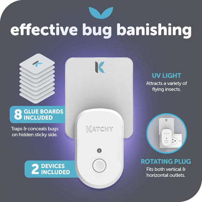 Katchy Flying Insect Trap Indoor – Catcher & Killer for Mosquito, Fruit Fly, Gnat & Small Moth – Non-Zapper with Suction & Blue Light – Ideal for Indoor Spaces, Kitchen & Plants (Original, Black)