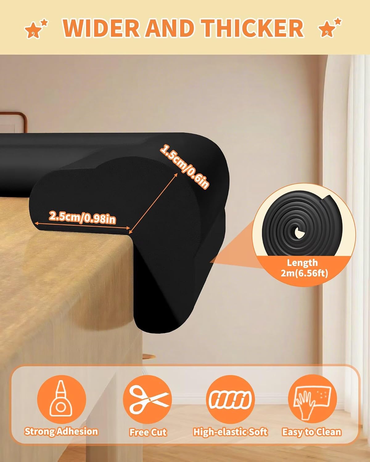 16.4FT L-Shape Baby Corner Protector Guards, Pre-Taped, 0.47''Thick | Edge Safety Bumpers for Furniture & Sharp Table Corners, with 10 Corners, Waterproof Soft Foam Adhesive Guard Cushion, White