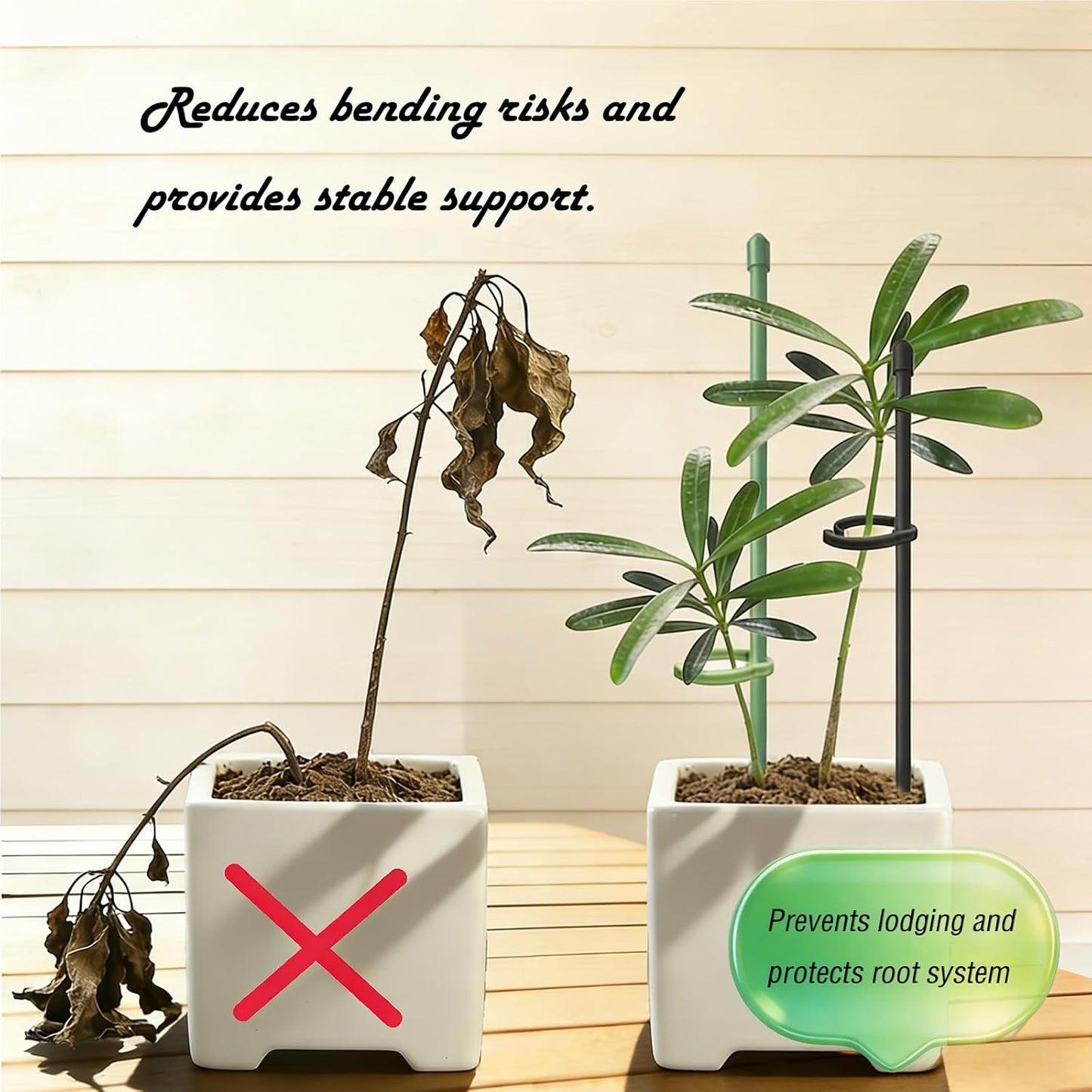 Plant Stakes for Indoor Plants, Height Adjustable Plant Stake with Clips, Durable Support Pole for Indoor Monstera, Orchid, Tomato & Potted Plants (13 Inches, 10 Green & 2 Black)