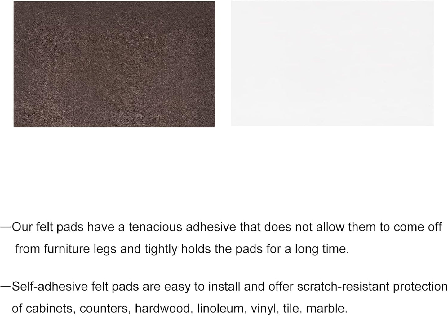 uxcell Felt Furniture Pads, 1.5-inch x 1-inch Self Adhesive Cuttable Anti Scratch Square Floor Protectors for Furniture Legs Hardwood Floor, Brown 16Pcs