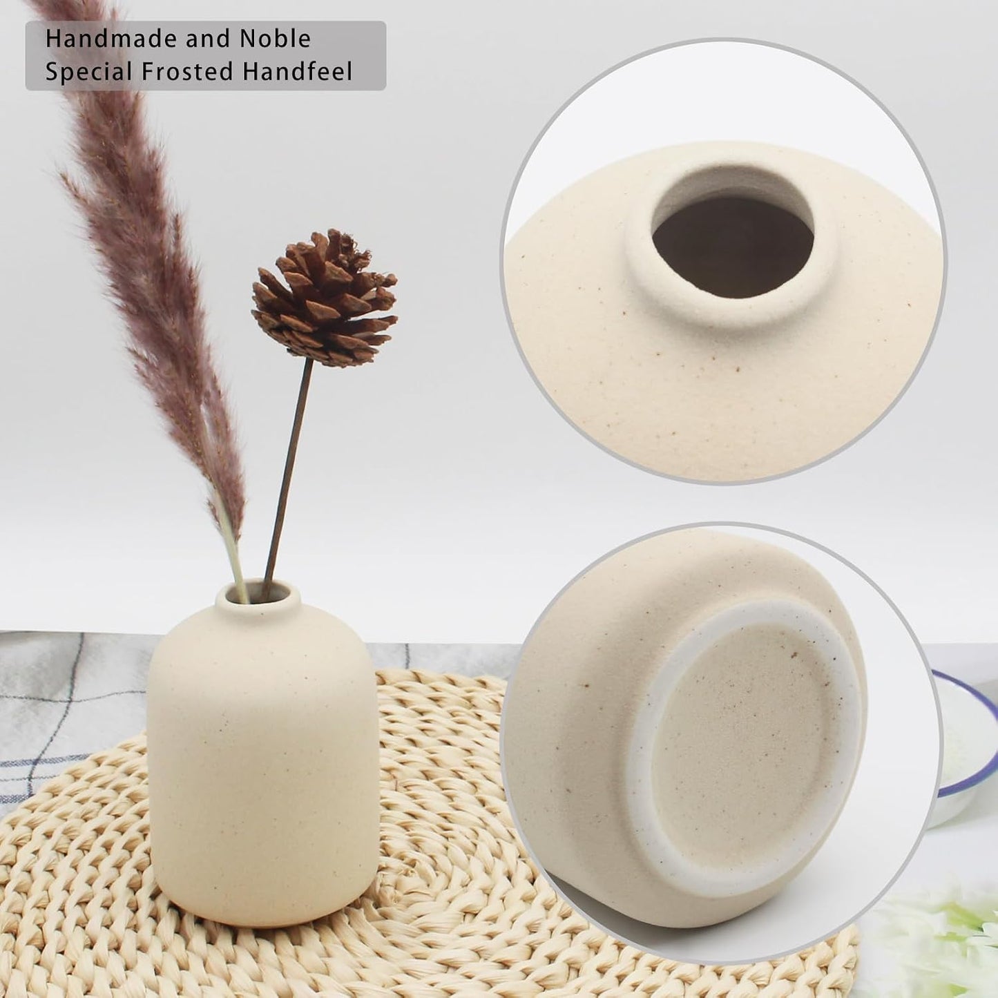 YANLING 6 Pack White Vase Small Ceramic Vases for Decor, Bud Vases | for Centerpieces White Vases for Flowers Boho Home Decor, Pampas Grass Dried Flowers Vases