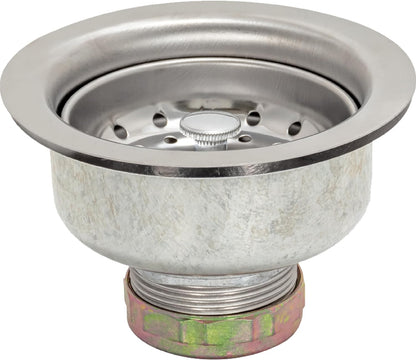 EZ-FLO Double Cup Kitchen Sink Drain Assembly, Sink Strainer fits 3-1/2 inch to 4 inch Opening, 1-7/8 inch Extended Shank, Stainless Steel, 30019