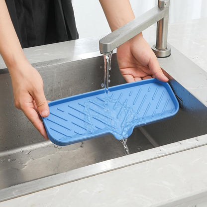 MicoYang Silicone Bathroom Soap Dishes with Drain Spout-Bathroom and Kitchen Sink Organizer,Sponge Holder,Dish Soap Tray,Perfect for Dispenser,Scrubber,Bottle,Cup on Sink or Counter-Coffee 4.9"×3.2"