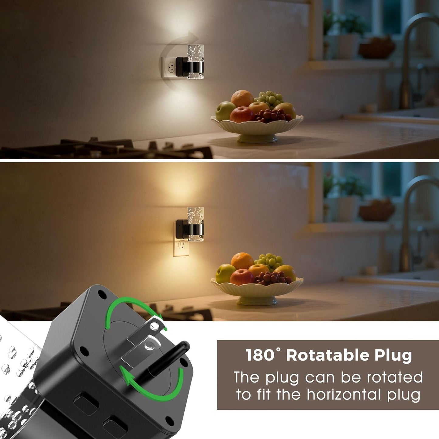 L LOHAS LED Night Light, Bubble Night Lights Plug into Wall,2 Pack 3000K/4000k/5000K Adjustable Color Temperature Night Light,Dimmable Nightlights with Dusk to Dawn Sensor for Rooms Bathroom Hallway