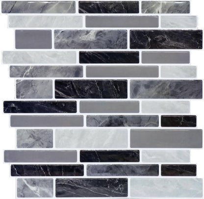 10-Sheet Peel and Stick Backsplash Waterproof Oil-Proof Wall Tiles for Kitchen & Bathroom, Easy Install Self-Adhesive Wall Tiles, Removable Stick-On Backsplash for Kitchen Stove & Walls