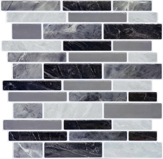 10-Sheet Peel and Stick Backsplash Waterproof Oil-Proof Wall Tiles for Kitchen & Bathroom, Easy Install Self-Adhesive Wall Tiles, Removable Stick-On Backsplash for Kitchen Stove & Walls